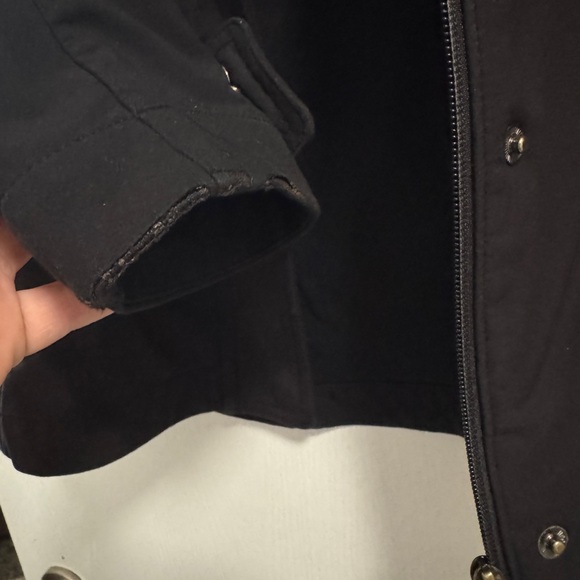 Athleta Heavy Black Trench Coat Size Medium - Picture 6 of 7